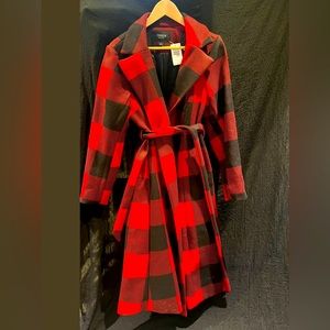 BNWT Size 0 Red buffalo check 3/4 length coat